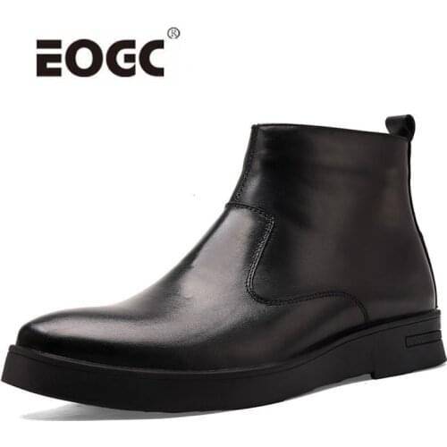 Plus Size Boots Men Natural Leather Winter Boots Top Quality Waterproof Autumn Winter Shoes Platform Ankle Snow Boots Shoes