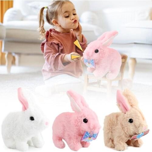 Childrens Electric Simulation Little White Rabbit Plush Toy Will Call Learning To Walk Cartoon Little Rabbit Toy Birthday Gift