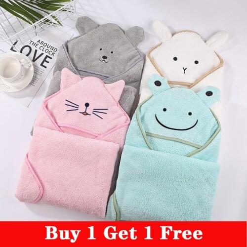 Baby 2Pcs/Set 80*80cm 90*90cm Hooded Bath Towels Newborn Cartoon Infant Bathrobe Quick-dry Water Absorbent Soft Sleeping Blanket