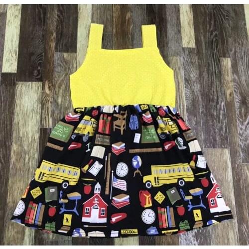 Childrens Boutique Yellow strap back to school girl cute dress
