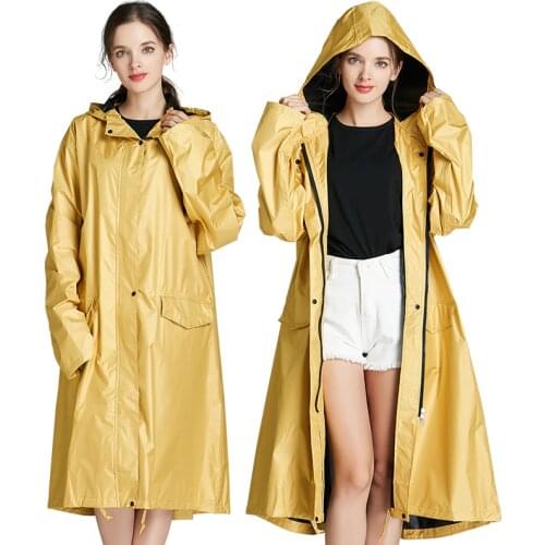 Rain Jacket Womens Ribbon Zipper Waterproof Windbreaker Rain Coat Korean Adult Fashion Personality Raincoat Women