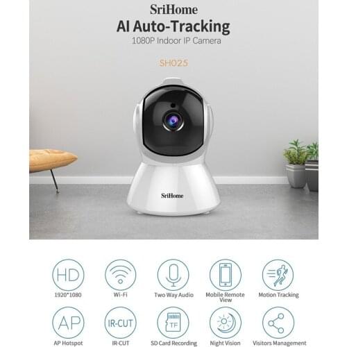 AI Body Auto-tracking AP Hotspot IP Camera Smart Home Wifi 1080P CCTV Camera H.264 Indoor Night vision Alarm Motion Detection