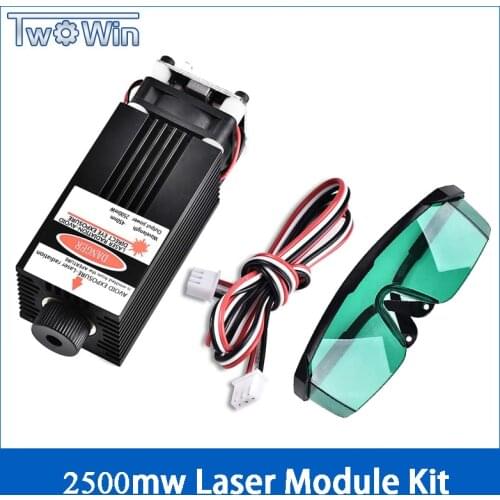 2500mw Laser Module 450NM Focusing Blue Laser Head Laser Engraving,2.5w Laser Tube Diode hx2.54 2p Port+Protective Googles