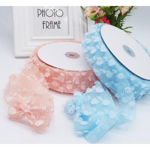25Yards/roll) 40mm Sweet Clouds Organza Ribbons Handmade Material DIY Christmas Gift Handwork Hair Bowknot Accessories Ribbon