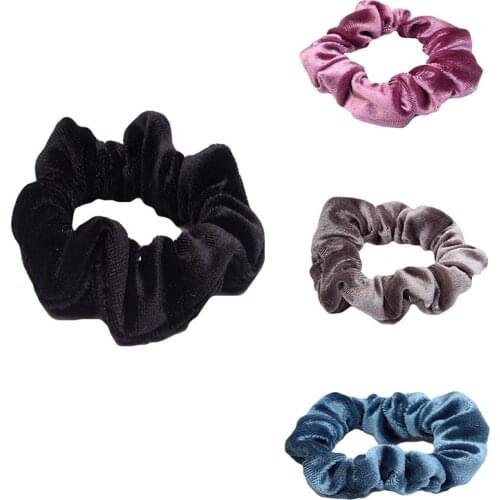Fashion Women Hair Bands Casual Solid Color Lady Hair Scrunchies Elastic Hairbands Pure Color Dance Velvet Soft Headwear