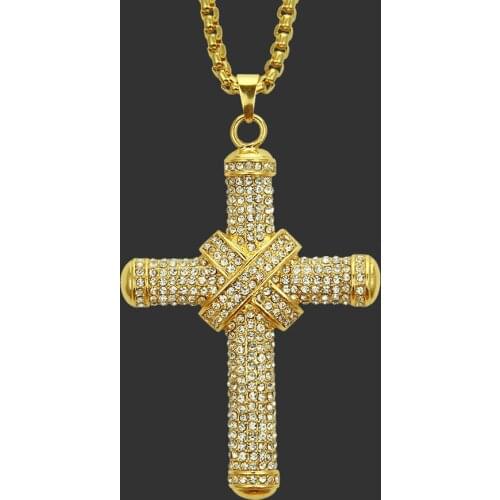 Mens necklace Cross Crystal Pendant Necklaces for women hip hop Wedding Party Clavicle Choker Chain Couple friends Jewelry Gift