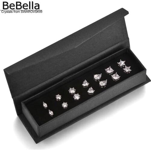 BeBella Claw Prong Setting Weekly Cubic Zirconia Stud Earrings Set with Box in Different Shapes for women girl fashion gift