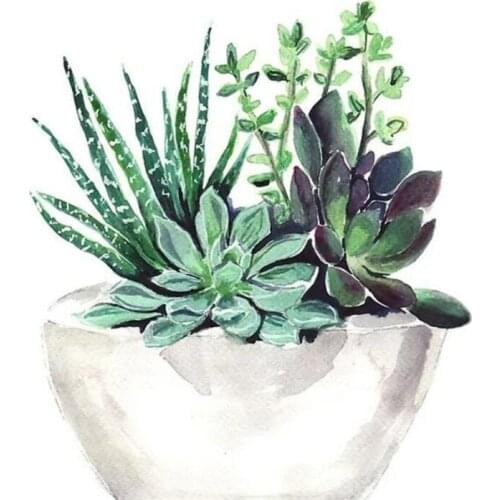 Succulent diamond mosaic embroidery painting plante vase rhinestone sticker diy wall decoration diamond art needlework handcraft