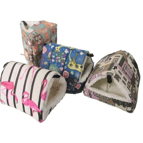 New Small Pet Cage Cotton Sleeping Net Mini Animal Hanging Cage Swing Hamster House Warm Velvet Cage For Bird New Born Pet