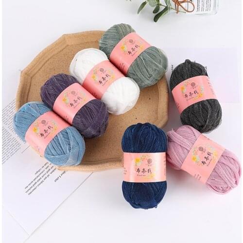 New Cloth Thread Bright Silk Thread Hand-woven DIY Crafts Bright Silk Cloth Fabric Thread Hand Knitting Crochet Yarn