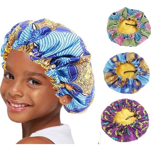 2021 New Baby Hat Satin Bonnet Beanie Sleep Cap Unisex Night Turban Children Print Headwear Cute Headwrap Hat Baby Accessories
