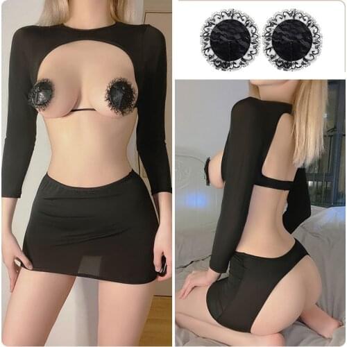 Jimiko 2021 new erotic underwear exposed temptation tight-fitting hip miniskirt sex uniform without taking off Erotic costumes