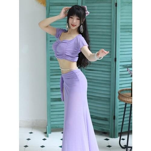New belly dance costume womens summer exercise suit oriental dance costume fairy performance costume belly dance set
