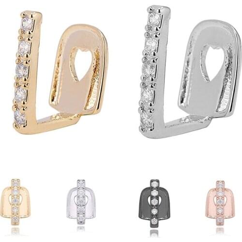Single Gold Silver Color Dental Grills Crystal Stick Shape Top Grillz Punk Grillz Dental Gold Tooth Caps Rapper Fashion Jewelry