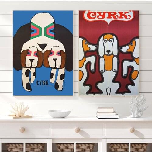 Polish Cyrk Circus Dog Minimalist Canvas Painting Wall Art Nordic Posters and Prints Wall Pictures for Living Room Decoration