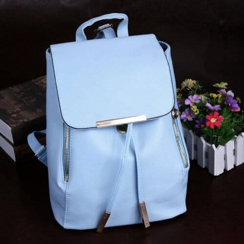 Preppy Style Women Girl Pure Color PU Leather simple Backpack Casual Ladies Drawstring Knapsack Rucksack bag 2021 new