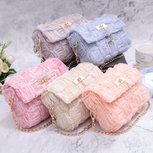 DIY!!! Chiffon Cloth Chain Bag Girl Fashion Sweet Temperament Shoulder Bag Phone Bag Woven Plastic DIY Handmade Bag Accessories