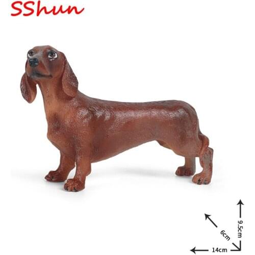 14*6*9.5cm Simulation static animal model childrens gift toy new solid dachshund dog decoration ornaments