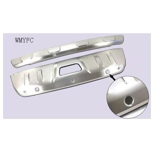 Car-styling For nissan Rogue X-Trail 2014- 2016 T32 metal front + rear bumper bottom guard protector with key hole accessories