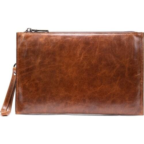 Male Envelope Bag Simple Genuine Leather Business Male Clutch Shoulder Bag Fashion Day Clutches Masculina