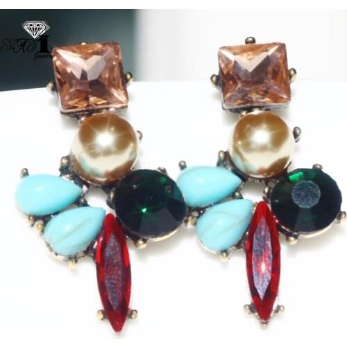 YaYi Jewelry Fashion Multi Glass Rhinestone Dangle Crystal Earring Girls Lady Womens long Ear Studs Hoop Gem Earrings Gift