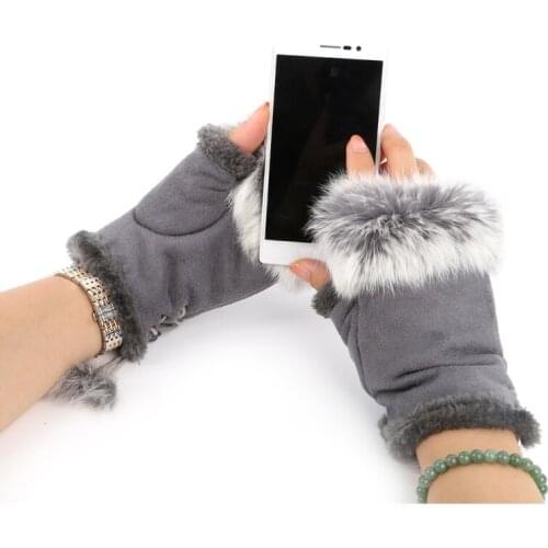 1 Pair Women Warm Gloves Winter Glove Sexy Faux Rabbit Fur Hand Wrist Warmer Fingerless Gloves Hot Sale