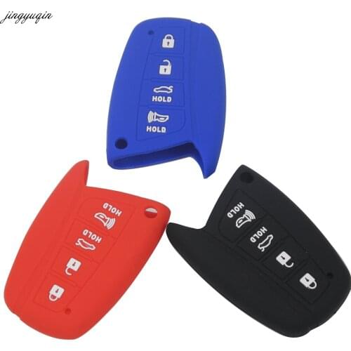 Jingyuqin 10pcs/lot4Button Silicone Case Smart Car Key Cover For Hyundai Solaris Accent Elantra ix35 ix45 Santa Fe