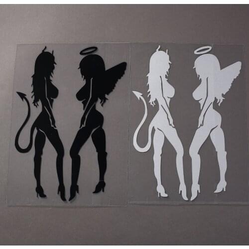 11x16cm Angel Devil Sexy Girl Car Sticker Cool Naked Lady Vinyl Lady On Cars Decals for Car Accessories Truck Motorcycle style