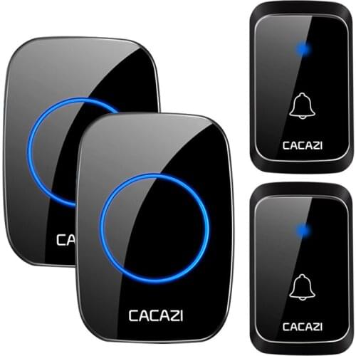 2 Button 2 Receiver Home Security Welcome Wireless Doorbell Smart Chimes Door Bell Alarm LED Light With Waterproof