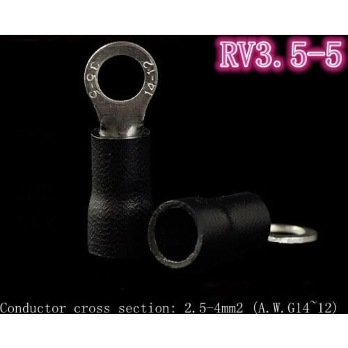 30pcs pre-insulated terminal cold-pressed terminal block O-shaped round copper nose black