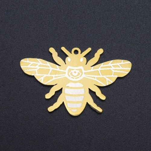 5pcs/lot 100% Stainless Steel Bee Charm Pendant Wholesale Jewelry Bracelet Making Jewelry Necklace Making Never Fade Top Quality