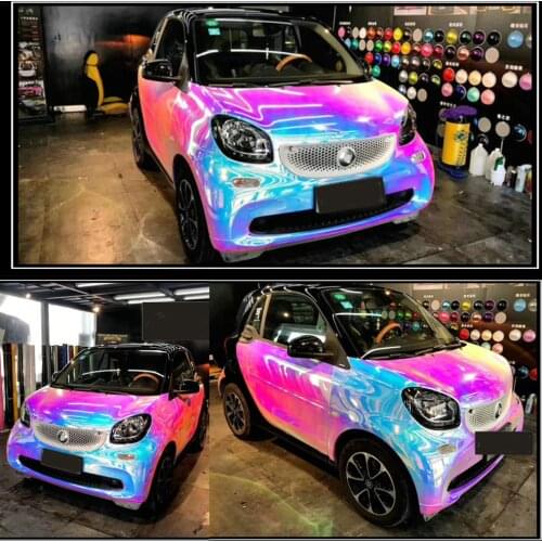 6m x 135cm Holographic White Rainbow Chrome PVC Vinyl Wrap Car Sticker Decals Car Styling Color Changing Films