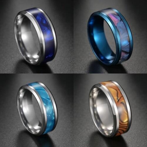 8 mm Width 316L Stainless Steel Wedding Band Ring Cool Punk Rings for Men Women High Quality Fashion Jewelry Party Gift