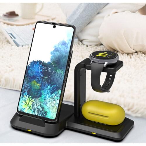 10W 3 in 1 Wireless Charger Fast Charging for iPhone 11 Pro XS For Samsung Galaxy Watch Active Galaxy Buds Charger Dock Station