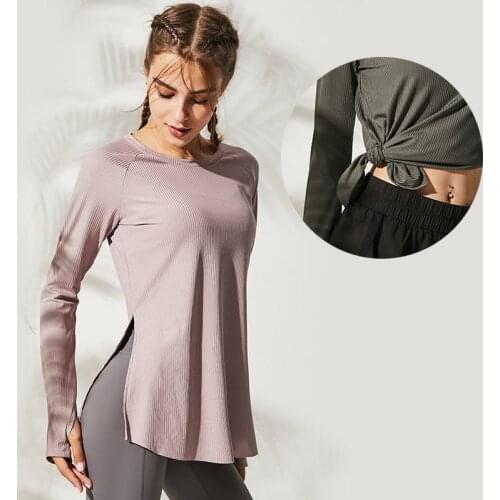 Quick Dry Yoga Shirt Women Autumn Long Sleeve Sport Top With Thumb Holes O-neck Workout Running Gym Fitness Female Yoga Clothes
