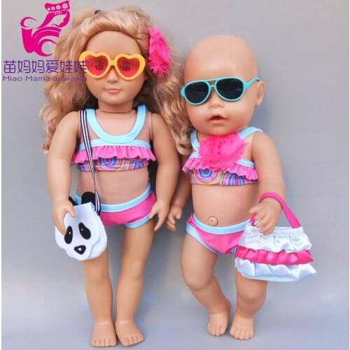 Baby doll swim clothes beach dress 18 inch girl doll summer bikini set baby girl gift
