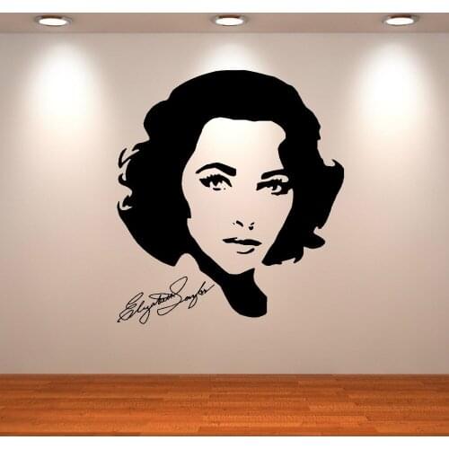 ELIZABETH TAYLOR LIZ AMERICANO ACTRIZ ESTRELLA DE CINE Vinilo adhesivo Wall Stickers Bedroom Decals Wallpaper mural D344