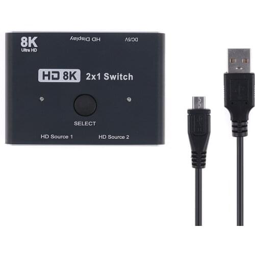 HDMI 2.1 Compatible Switcher 2 X 1 HDMI Switch Box 2 In 1 Out 8K@60Hz 4K@120Hz 3D For PS5 PS4 Xbox TV Monitor Projectors