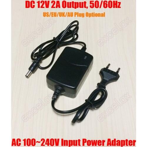 12W DC12V 2A Output AC100V~AC240V Input CCTV Camera Switching Power Supply Adaptor & DC 12V AC 110V AC 220V Power Adapter