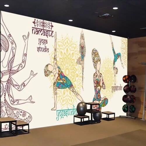 Customized 3D Wallpaper India Yoga Studio Studio Wall Cloth Thai Health Club Background Wall Dance Studio Mural Wallpaper