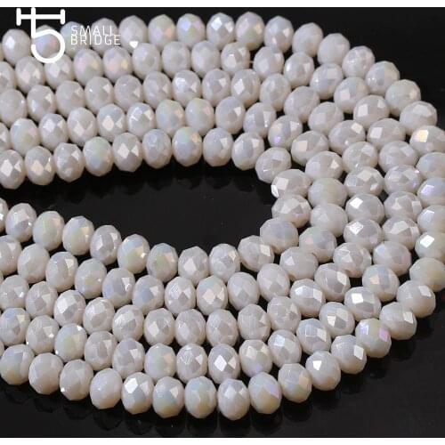 4mm Austria White Spacer Rondelle Crystal Beads Beads for Needlework Women Diy Accessories Pearls Loose Facet Glass Beads Z141