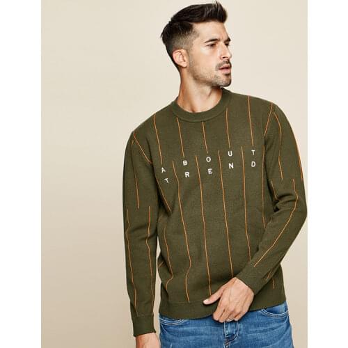 KUEGOU 2020 Autumn Stripe Embroidery Black Sweater Men Pullover Casual Jumper For Male Brand Knitted Korean Style Clothes 12221