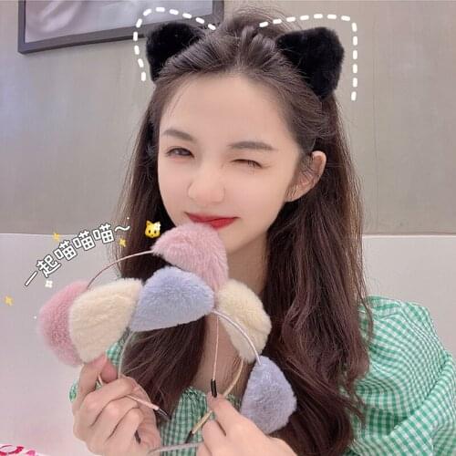 Sweet Faux Rabbit Fur Beautiful Masquerade Cat Ears Cosplay Cat Ear Anime Party Costume Bow Hair Tie Headwear Hair Accessories