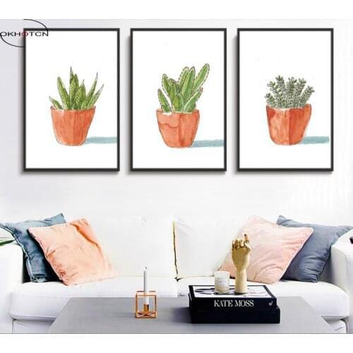 Cartoon Cactus Succulents Plant Canvas Art Unframed Painting Poster Print Picture Artwork Room Home Adornment