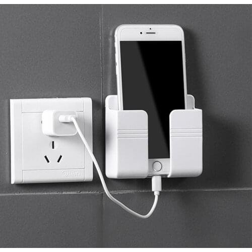 Wall Mounted Organizer Storage Box Remote Control Mounted Mobile Phone Plug Wall Holder Charging Multifunction Holder Stand