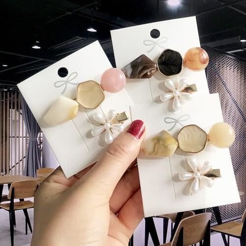 2020 New Korean Hair Clip For Women Barrettes Fashion Simple Girl Pearl Geometric Side Clip Headwear Hair Accessories Wholesale
