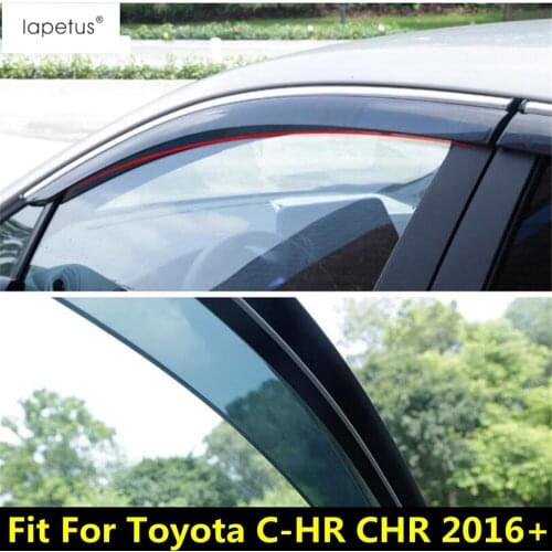 Lapetus Accessories Fit For Toyota C-HR CHR 2016 - 2021 Window Visors Awnings Wind Rain Deflector Visor Guard Vent Cover Kit