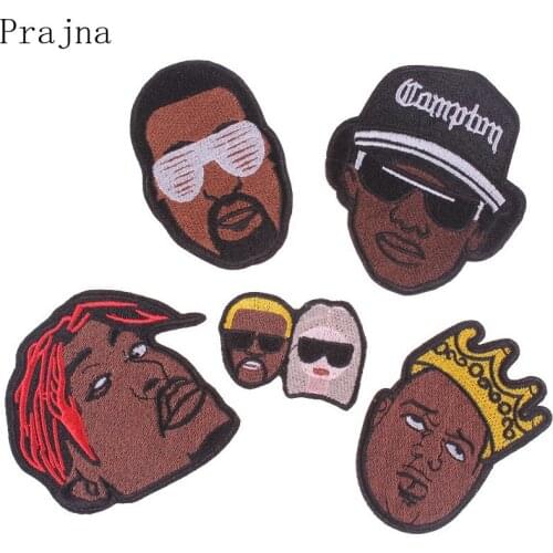 Prajna Band Patch Rock Hip Hop Boy Punk Biker Embroidered Patches For Clothing Iron On Patches Stripes Sticker Badge Applique