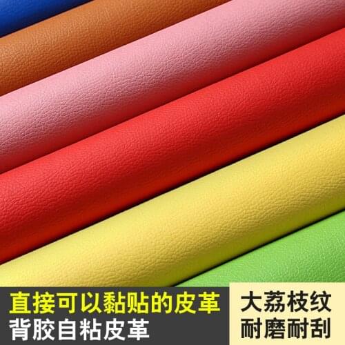 137cmx100cm Lychee Pattern Back Glue Self-adhesive Leather Fabrics DIY Sofa Soft Bag Car Interior Refurbishment Patch Pu Leather