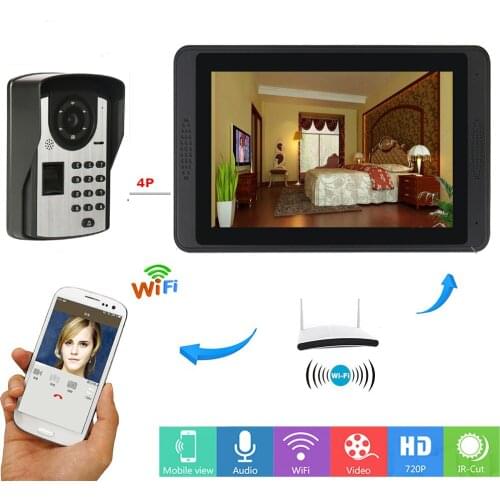 SmartYIBA Fingerprint RFID Password Video Intercom 7 Inch Monitor Wifi Wireless Video Door Phone Doorbell Visual Intercom KIT